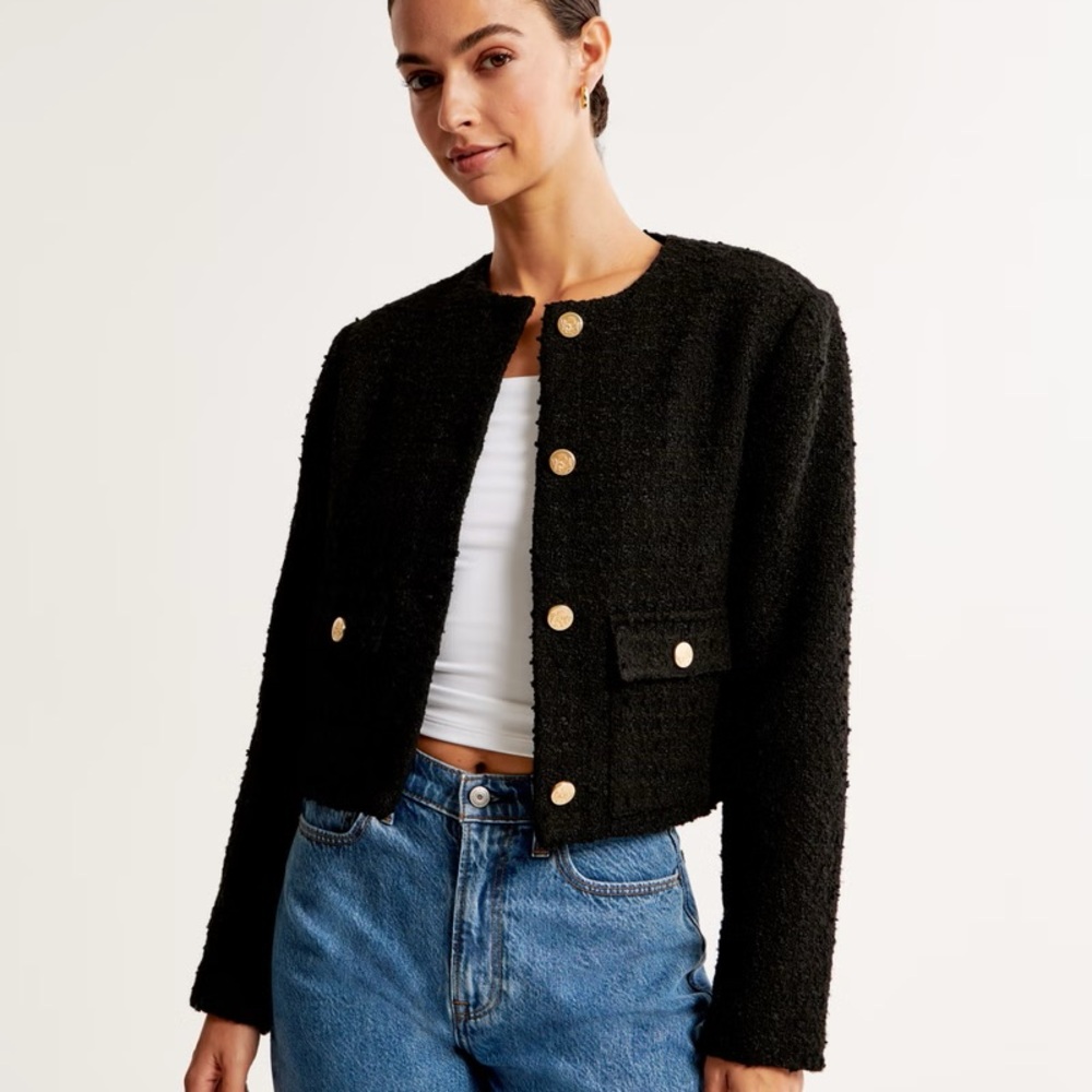 Collarless Tweed Jacket